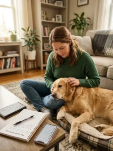 Safe steps for monitoring a dog when pain is suspected.