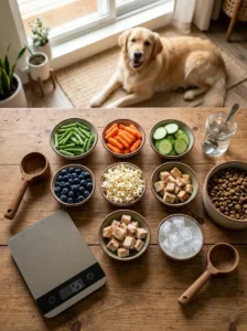 Quick reference guide to low-calorie dog treats for weight management.