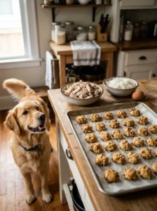 Homemade chicken and rice training treats for dogs.