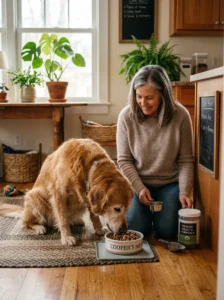 Adjusted meal portions for senior dogs.