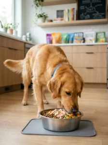 Healthy dog following a simple balanced diet instead of trendy carb cycling.