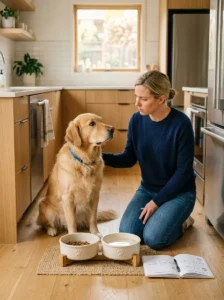 Monitoring changes in a dog's eating and drinking habits.