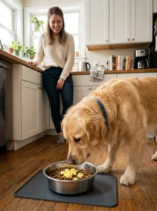 Introducing cooked eggs gradually to a dog that dislikes them.