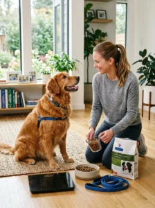 Healthy weight-management routine for an overweight dog.