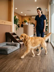 Golden Retriever showing movement changes that may indicate hip dysplasia.