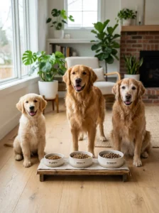 Choosing dog food appropriate for a dog's life stage.