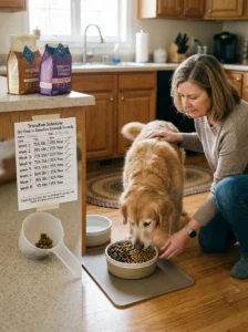 Slower food transition for a dog with a sensitive stomach.