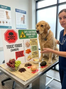Comparing grape toxicity with other human foods for dogs.