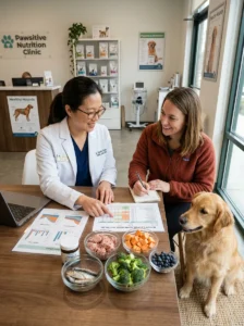 Veterinary nutritionist planning a homemade dog diet.