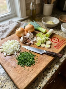 Onions, garlic, chives, and leeks are toxic to dogs.