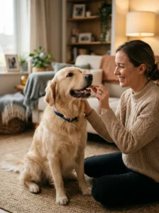 Using thoughtful treats to maintain bonding during dog weight management.