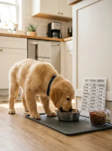 Feeding schedule for growing puppies.