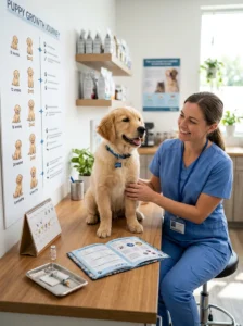 Owner tracking puppy vaccination appointments and reactions.