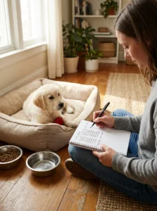 Tracking a puppy's daily health patterns during the second week.