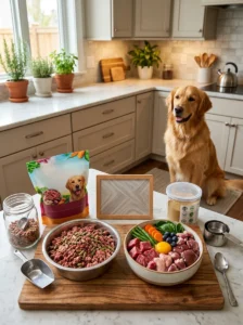 Commercial raw dog food compared with homemade raw dog food.