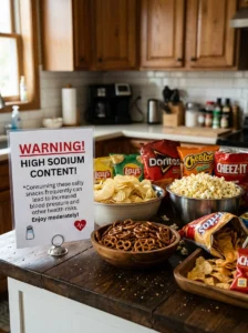 Salty foods can cause sodium poisoning in dogs.
