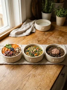 Comparing dog food toppers with complete homemade meals.