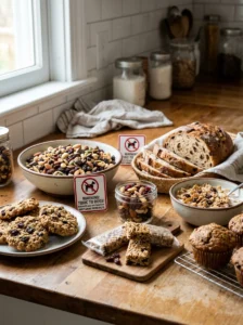 Common foods that may contain raisins or grapes.
