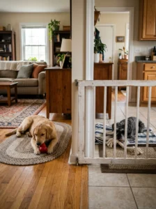 Managing chew time safely in a multi-dog household.