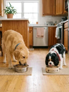 Dogs showing different preferences for wet and dry food.
