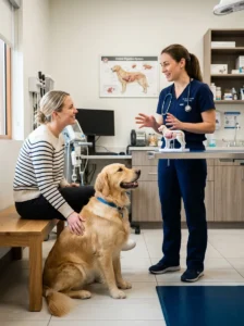 Veterinarian explaining the difference between dog vomiting and regurgitation.