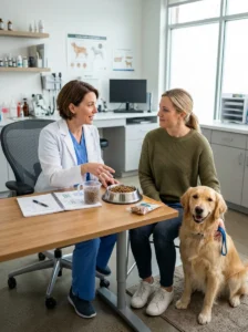 Veterinarian discussing common causes of weight changes in dogs.