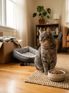 Cat with reduced appetite after stress or environmental changes