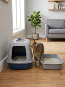 Covered and uncovered litter boxes compared for a cat's preferences