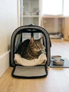 Cat experiencing appetite changes during travel or boarding