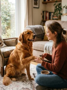 Professional groomer safely trimming a dog's nails