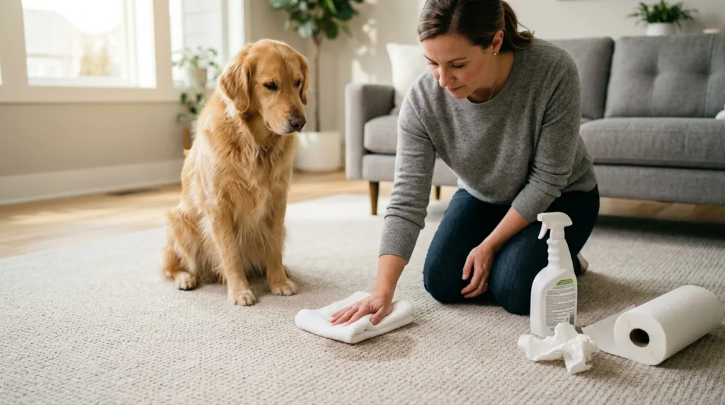 Cleaning fresh dog urine from carpet with an enzymatic cleaner