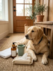 Dog paw-cleaning cup wipes and waterless cleaning products