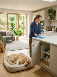 Balanced household cleaning practices for a safe and comfortable home with dogs