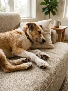 Tightly woven performance fabric sofa designed for dog owners