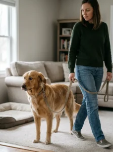 Owner recognizing a dog's stress threshold before anxiety escalates.