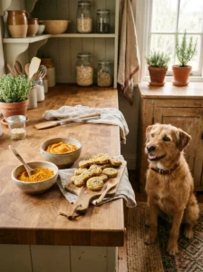 Turmeric powder and pumpkin used for homemade dog treats