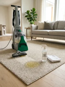 Avoiding steam cleaning before treating a dog urine stain