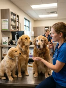 Eye discharge can have different causes across a dog's life stages.