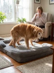 Owner noticing early stiffness in a senior dog's movement
