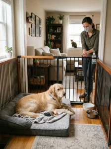 Separating a dog with kennel cough from other household pets.