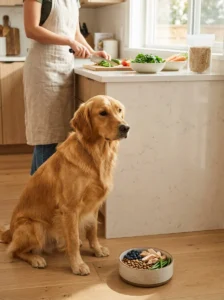 Healthy dog receiving balanced nutrition to support joint health