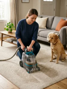 Using a carpet cleaning machine for recurring pet stains