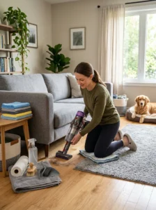 Cleaning pet hair and dander from home air vents for better indoor cleanliness