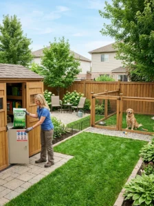 Keeping a dog away from lawn care chemicals and treated outdoor areas