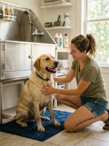 Dog grooming routine adjusted for hot and humid weather