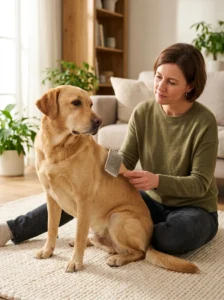 Gentle deshedding for a dog with sensitive skin