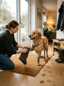 Quick paw-cleaning routine for a muddy dog after a walk