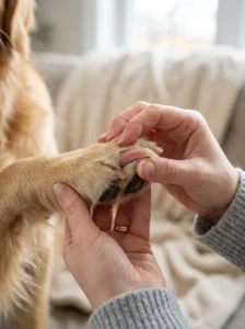 Dog nail with the quick visibly identified before trimming