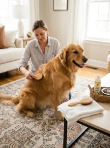 Regular grooming routine to help prevent dog skin problems