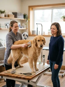 Recognizing relaxed body language versus stress during dog grooming